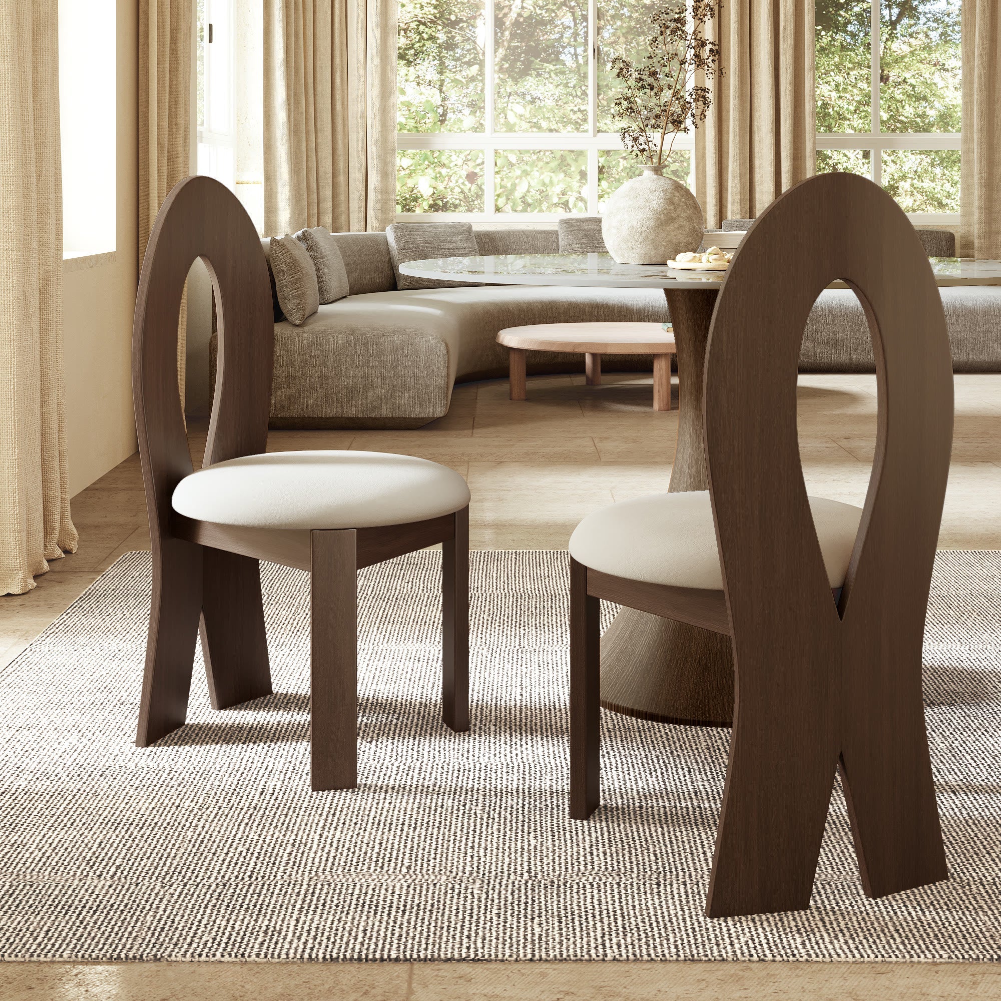 2x/4x/6x Hign-back Dining Chair With Velour Upholstery