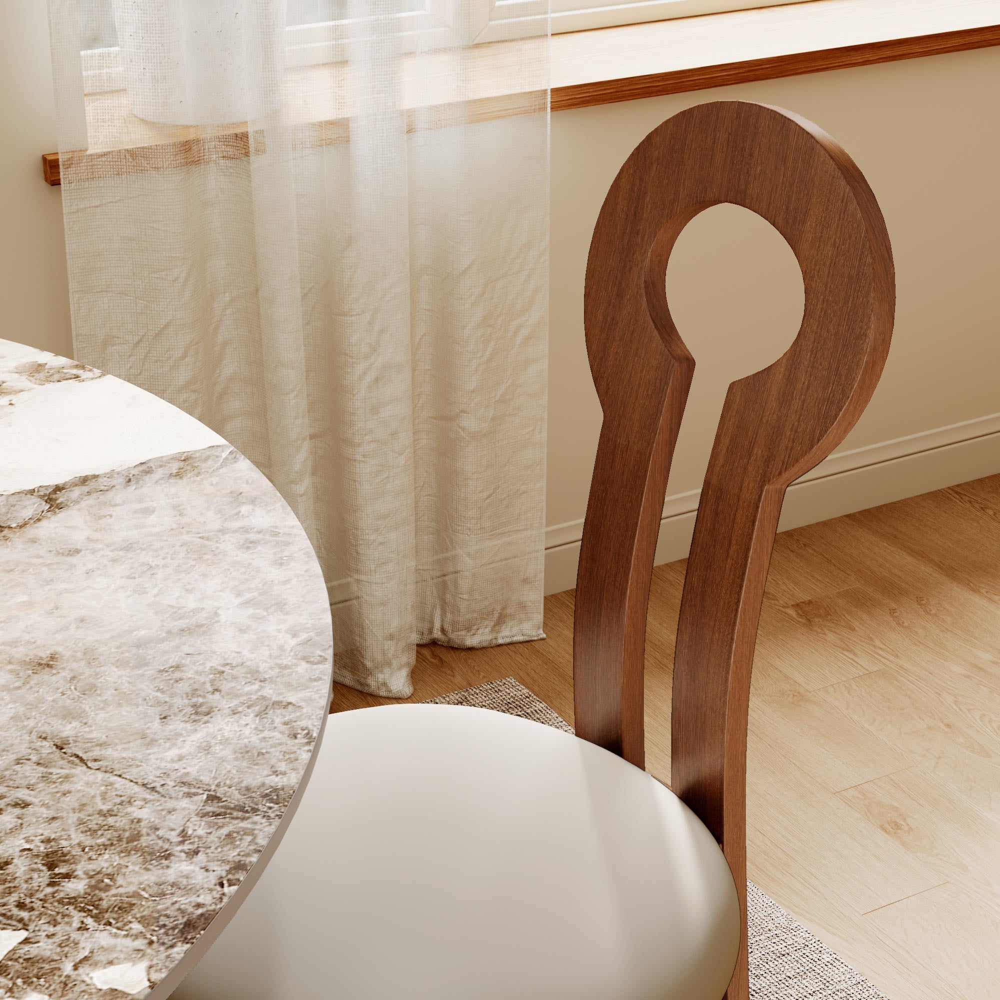 2x/4x/6x Key-shaped Solid Wood Dining Chairs