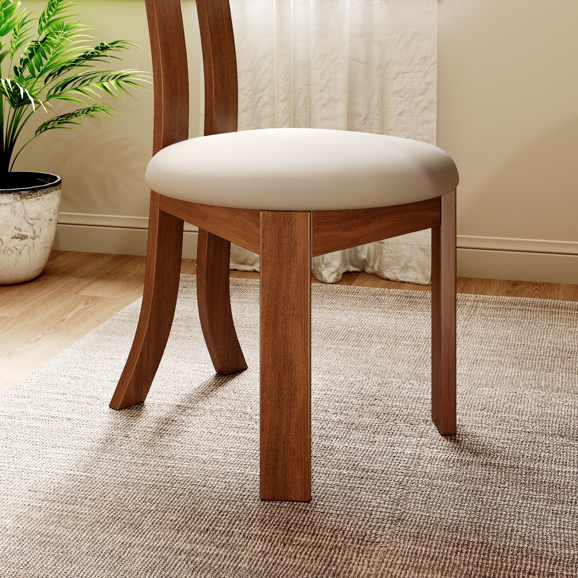 2x/4x/6x Key-shaped Solid Wood Dining Chairs