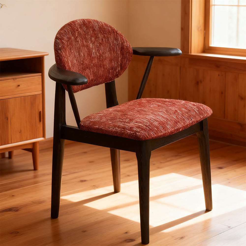 Curved Backrest Dining Chair With Arms