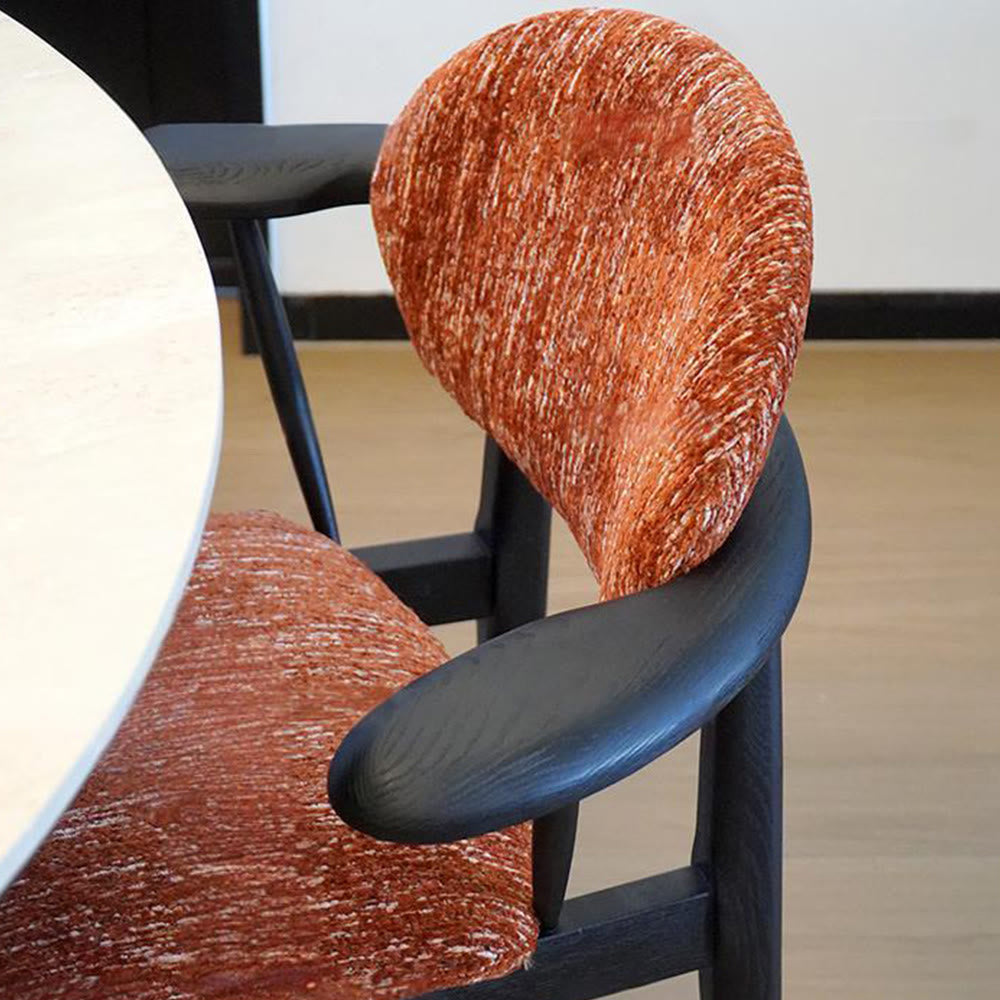 Curved Backrest Dining Chair With Arms