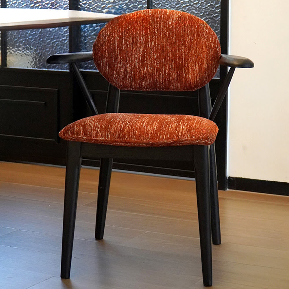 Curved Backrest Dining Chair With Arms