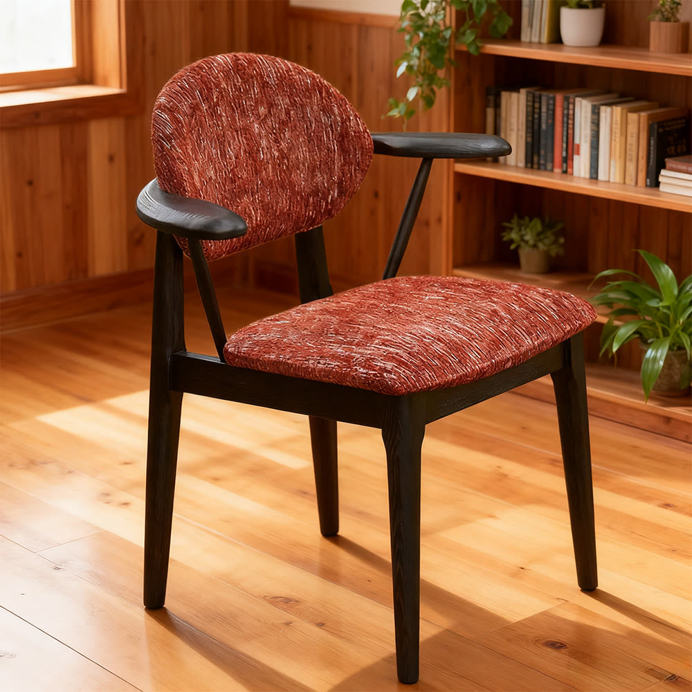 Curved Backrest Dining Chair With Arms