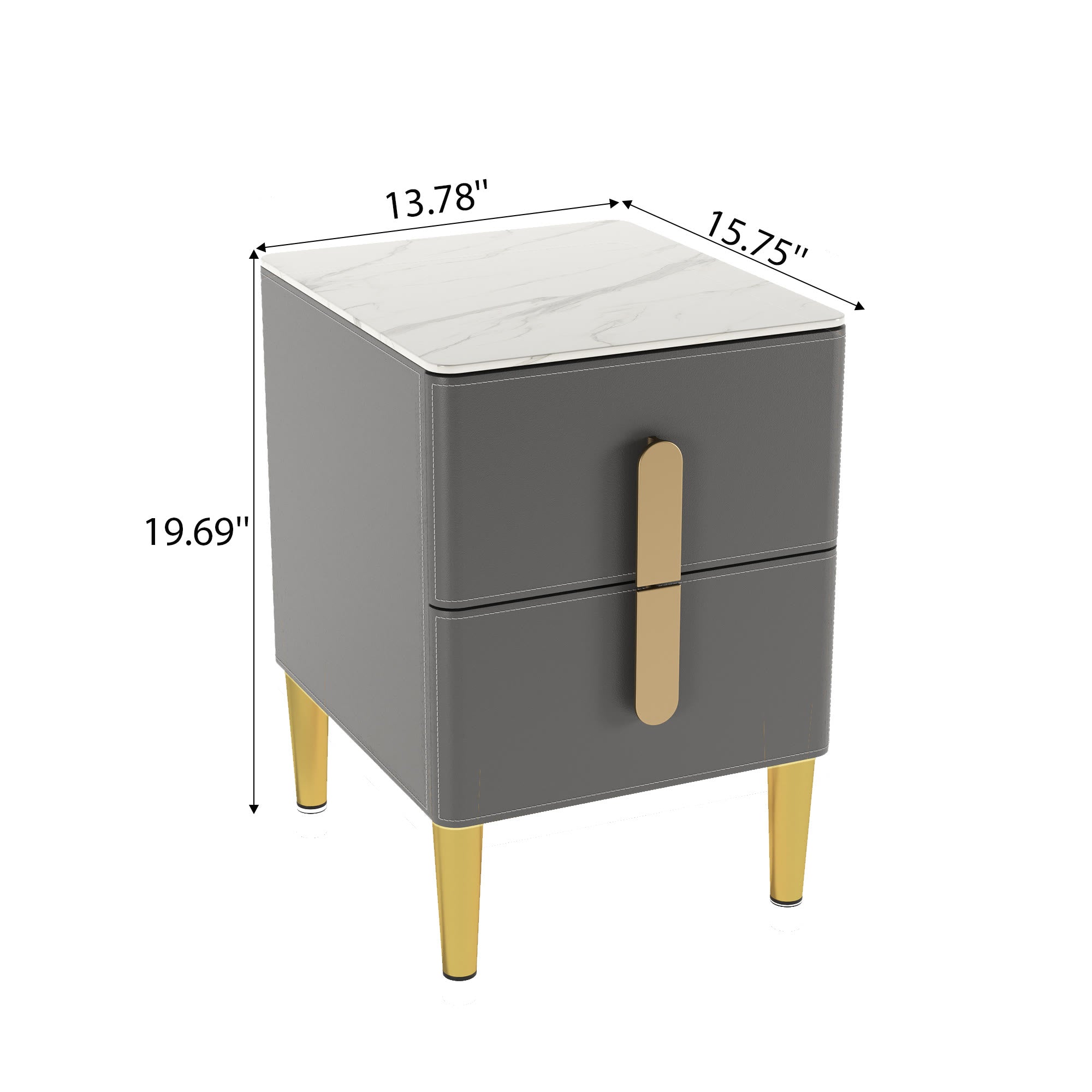 Solid Saddle Leather Nightstand Black Side Table Bathroom Bedroom