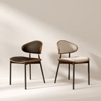 2x/4x/6x Simple Curved Solid Wood Leather Dining Chairs