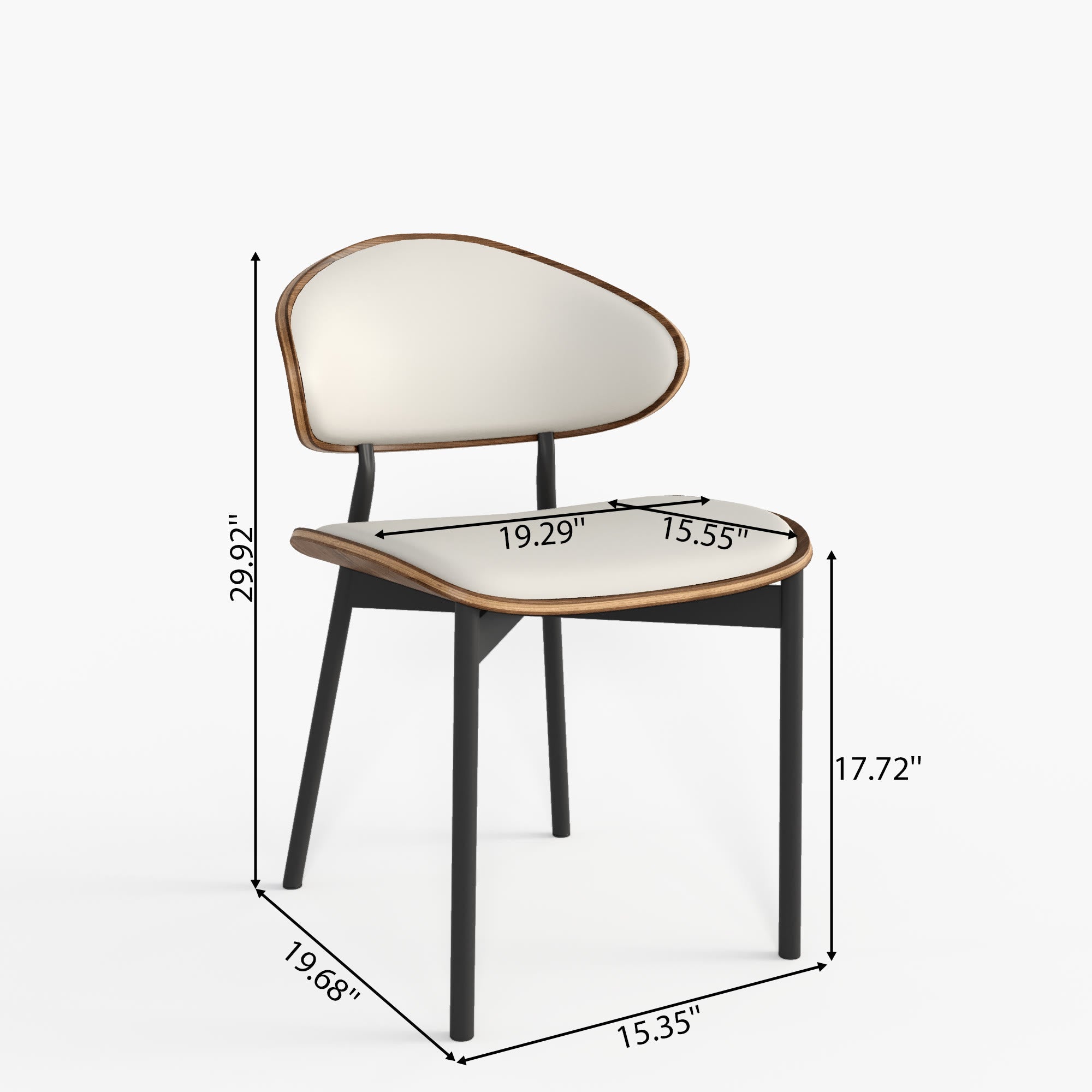 2x/4x/6x Simple Curved Solid Wood Leather Dining Chairs