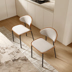 2x/4x/6x Simple Curved Solid Wood Leather Dining Chairs