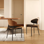 2x/4x/6x Simple Curved Solid Wood Leather Dining Chairs