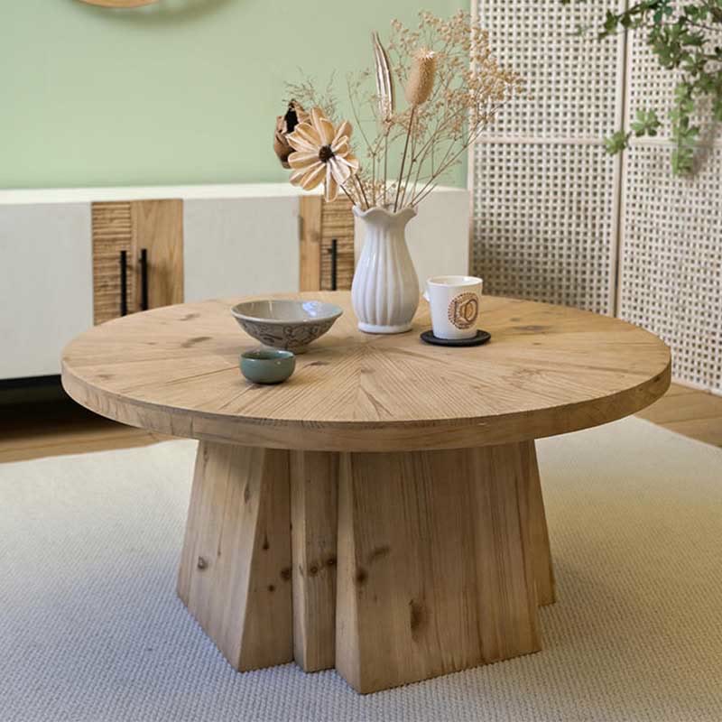 Mid-Century Classic Solid Wood Round Coffee Table