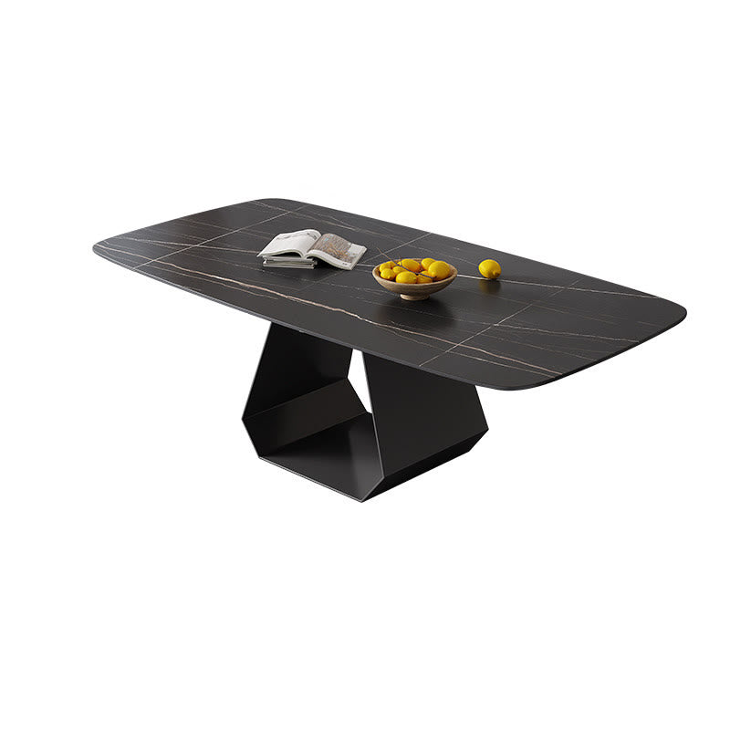 Kitchen U-Shaped Black Pedestal Dining Table