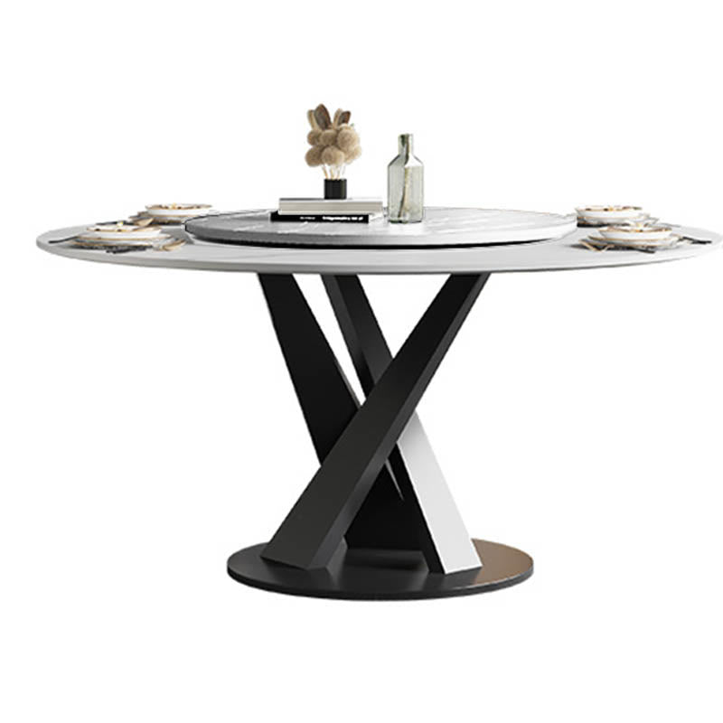 Modern Minimalist Light Luxury Slate Turntable Round Dining Table