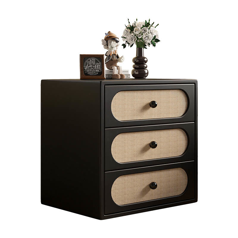 Rattan Nightstand Solid Wood Bedside Table