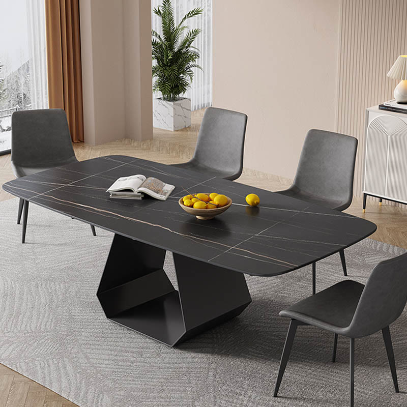 Kitchen U-Shaped Black Pedestal Dining Table