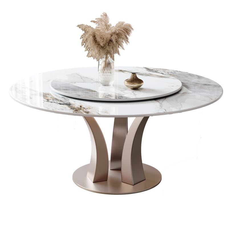 Modern Minimalist Pandora Slate Turntable Round Dining Table
