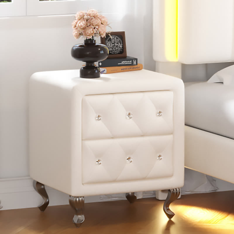 Modern Simple White Leather Nightstand